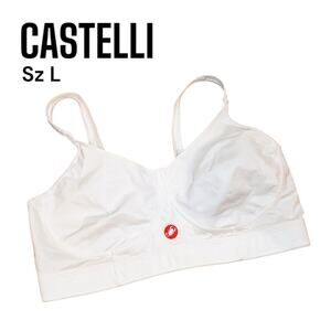 CASTELLI Sz L Lightweight White Wireless Back Closure Adjustable Cycling Bra
